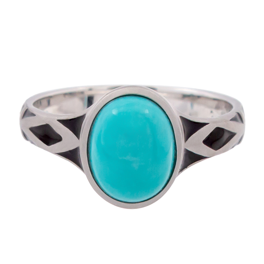 Aztec Small Style Oval Turquoise Ring
