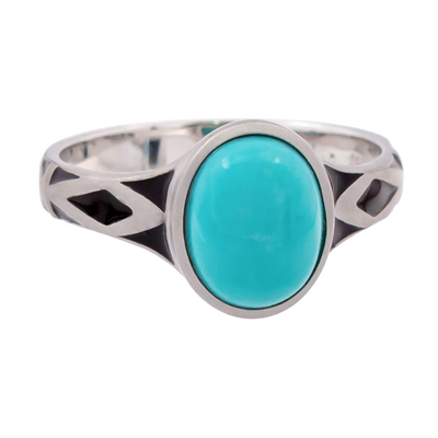 Aztec Small Style Oval Turquoise Ring