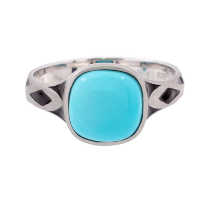 Aztec Small Style Cushion Turquoise Ring
