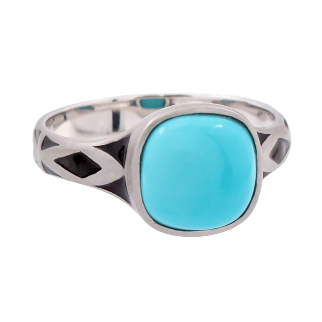 Aztec Small Style Cushion Turquoise Ring