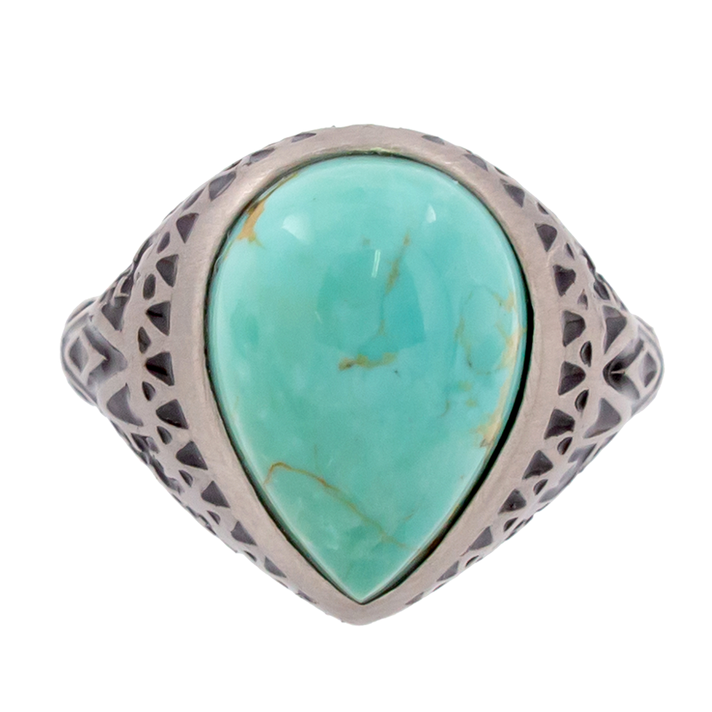 Aztec Pear Turquoise Ring