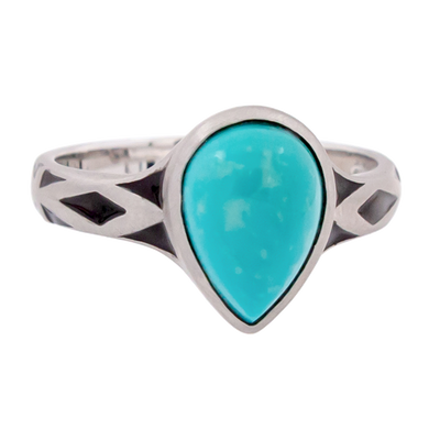 Aztec Small Style Pear Turquoise Ring