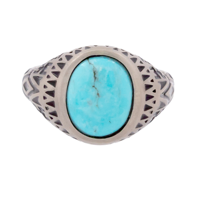 Aztec Oval Turquoise Ring