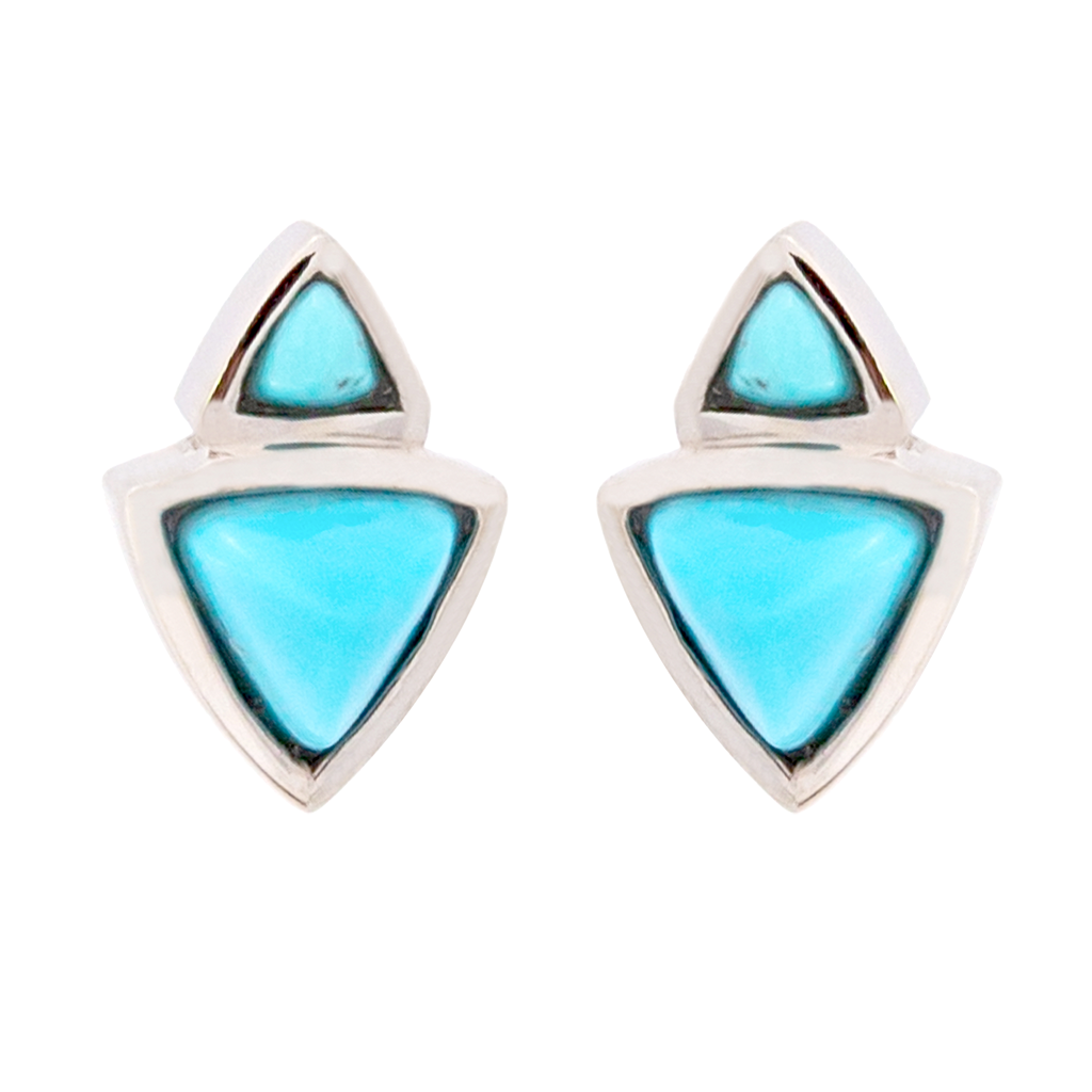 2-Stone Triangle Turquoise Earrings