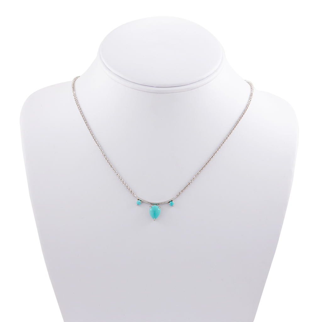 3-Stone Pear & Round Turquoise Necklace